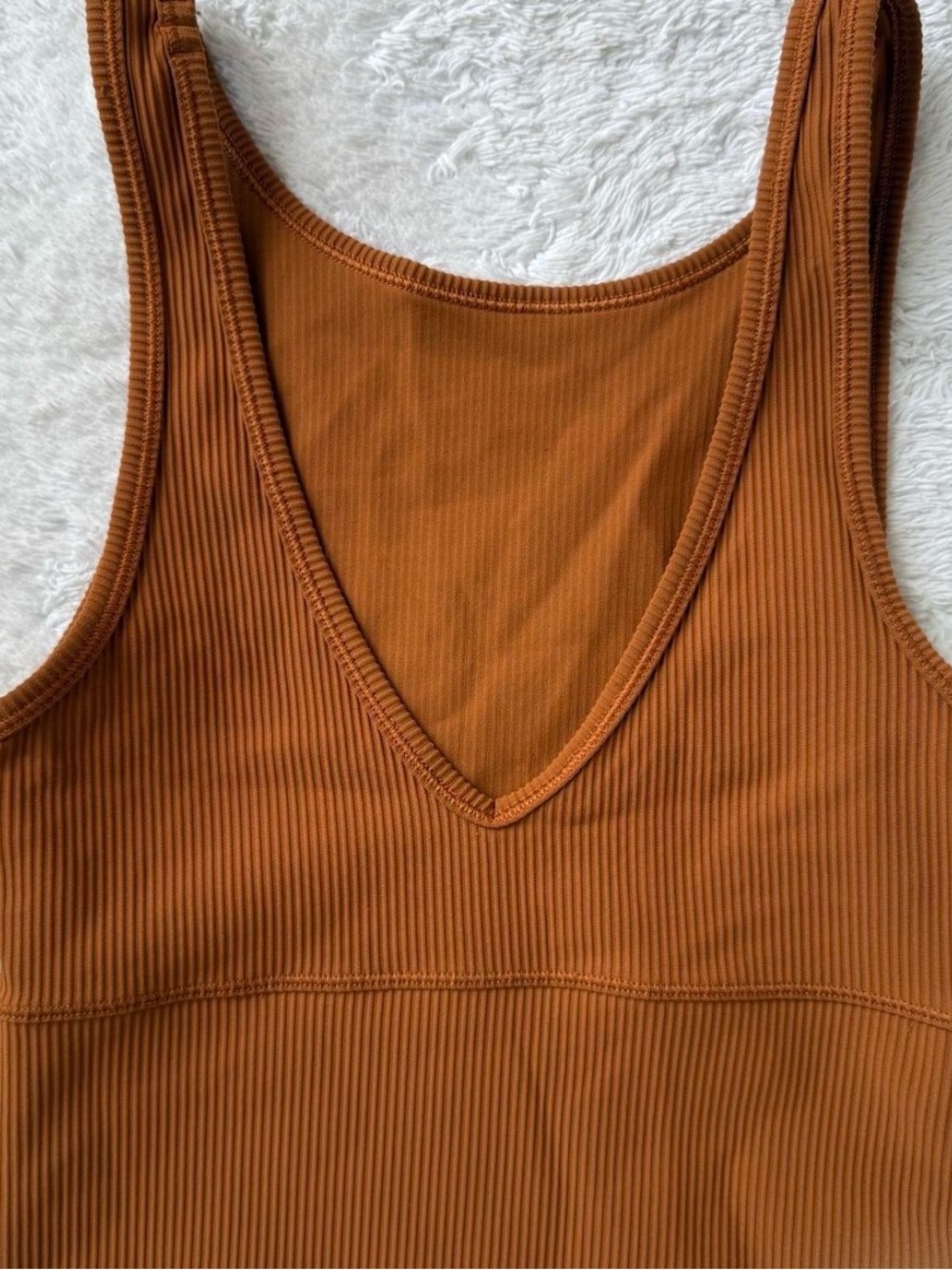 lululemon athletica Ribbed V-Neck Tank Top in Rust Brown Power Pivot Ribbed (rev